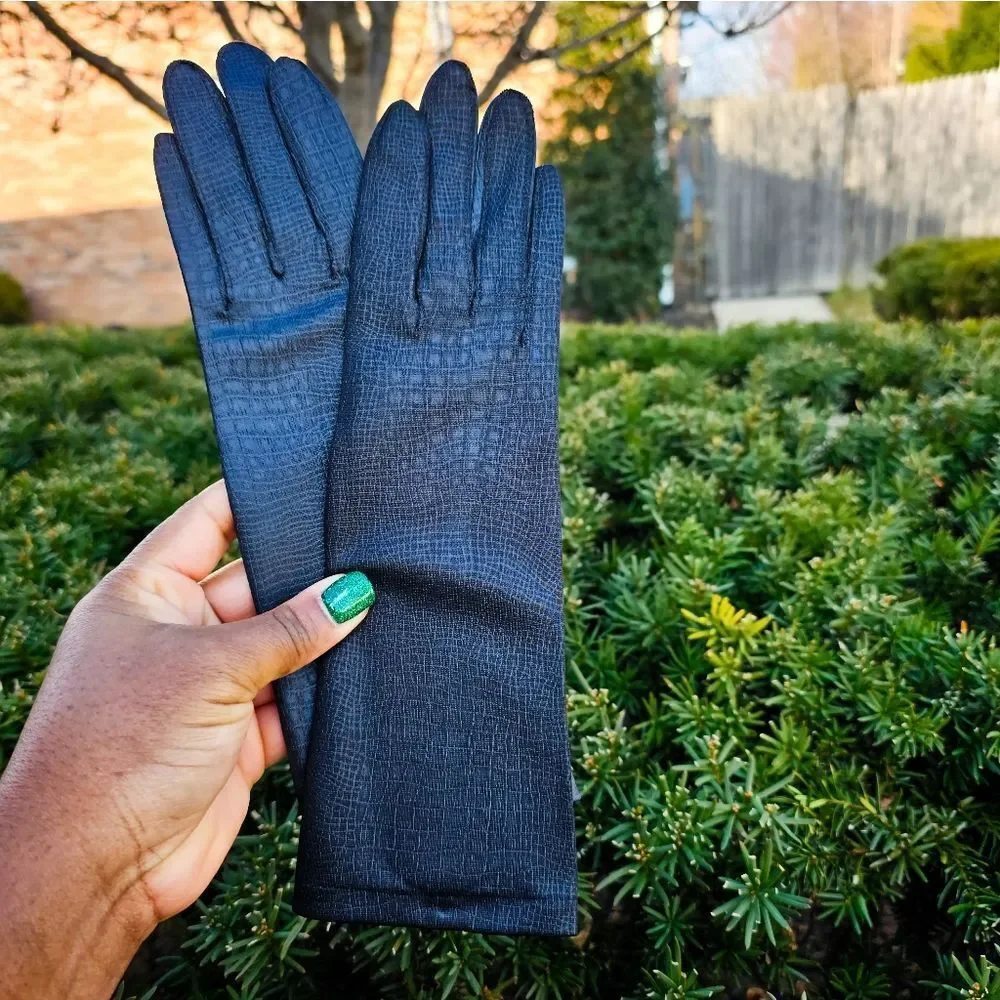 New VTG Avon Croc Design 100% Nylon statement Statement Gloves.